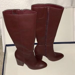 Knee high dress boots, burgundy